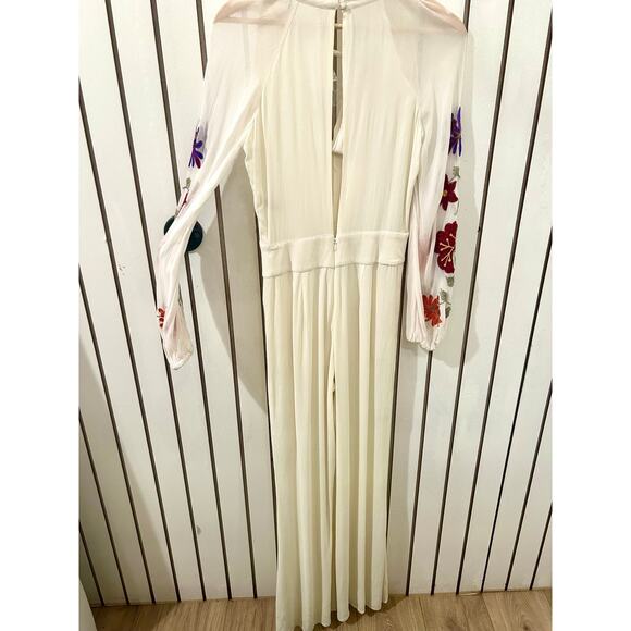 Free People Cream Embroidered Long Sleeve Jumpsuit - Picture 8 of 8